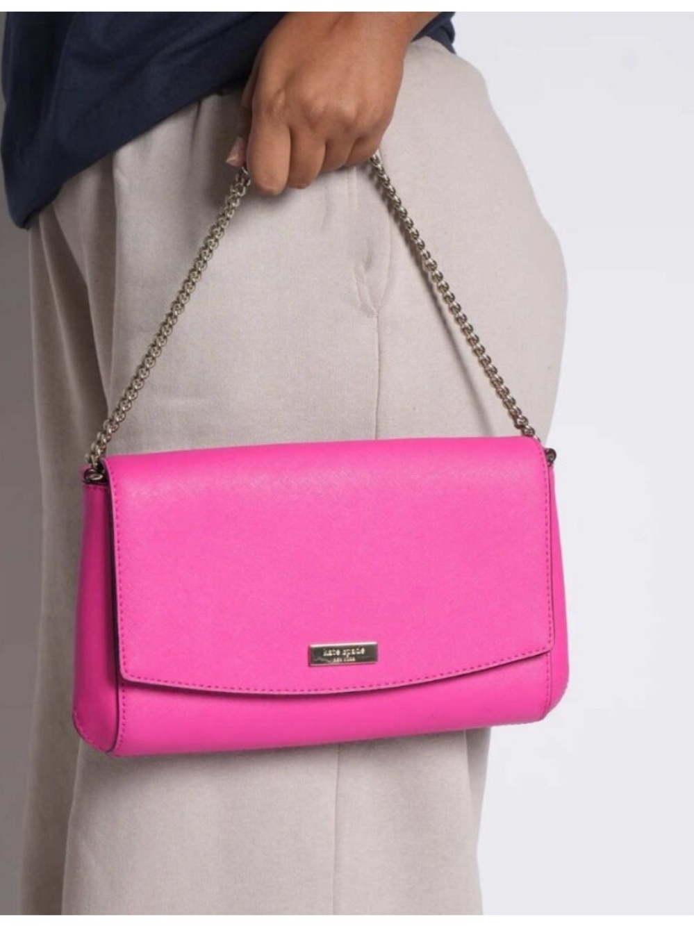 kate spade Hot Pink Leather Chain Shoulder Bag